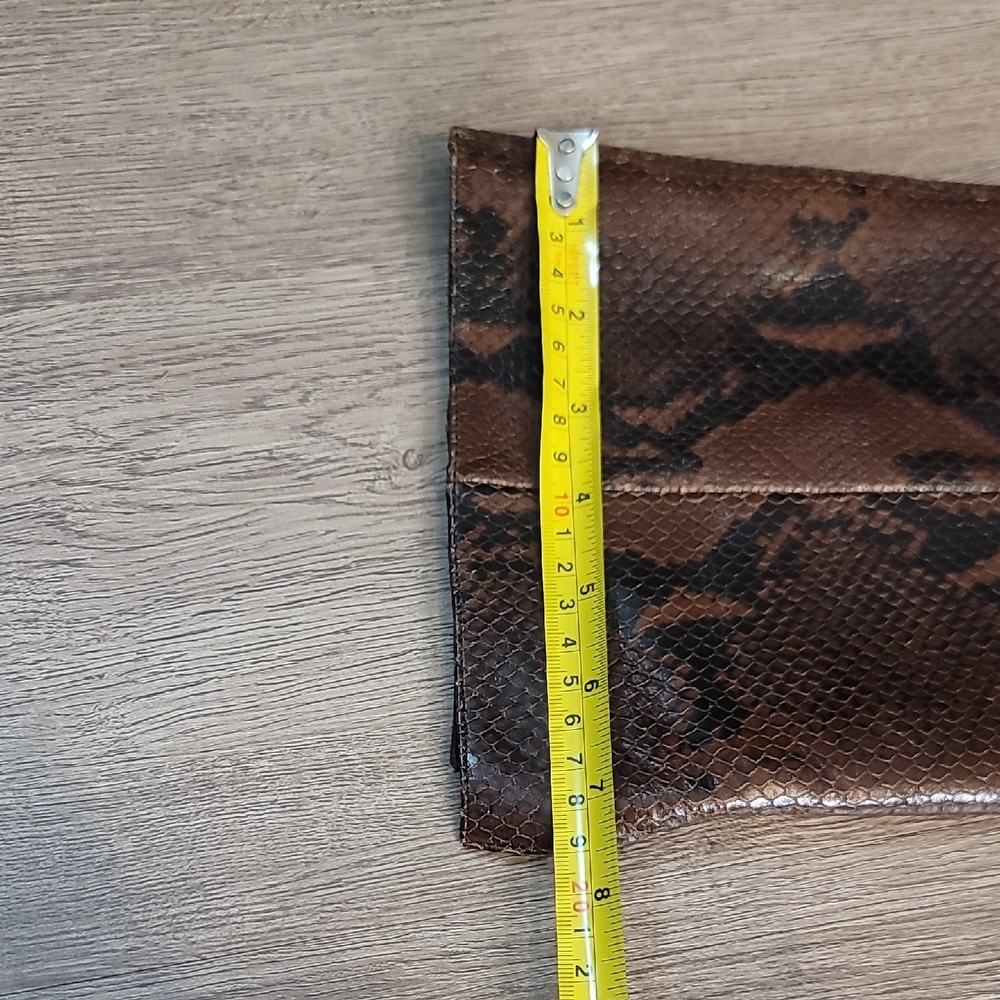 Brown Leather Snakeskin Embossed Knee-High Boots - Picture 13 of 16
